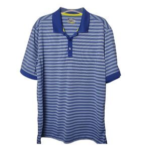 Jack Nicklaus Golf Polo Shirt Mens Large Blue Striped StayDri Outdoor Casual